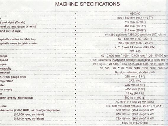 Mazak H 500-50-80ATC